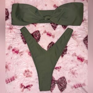 Olive Green Bandeau Bikini Set